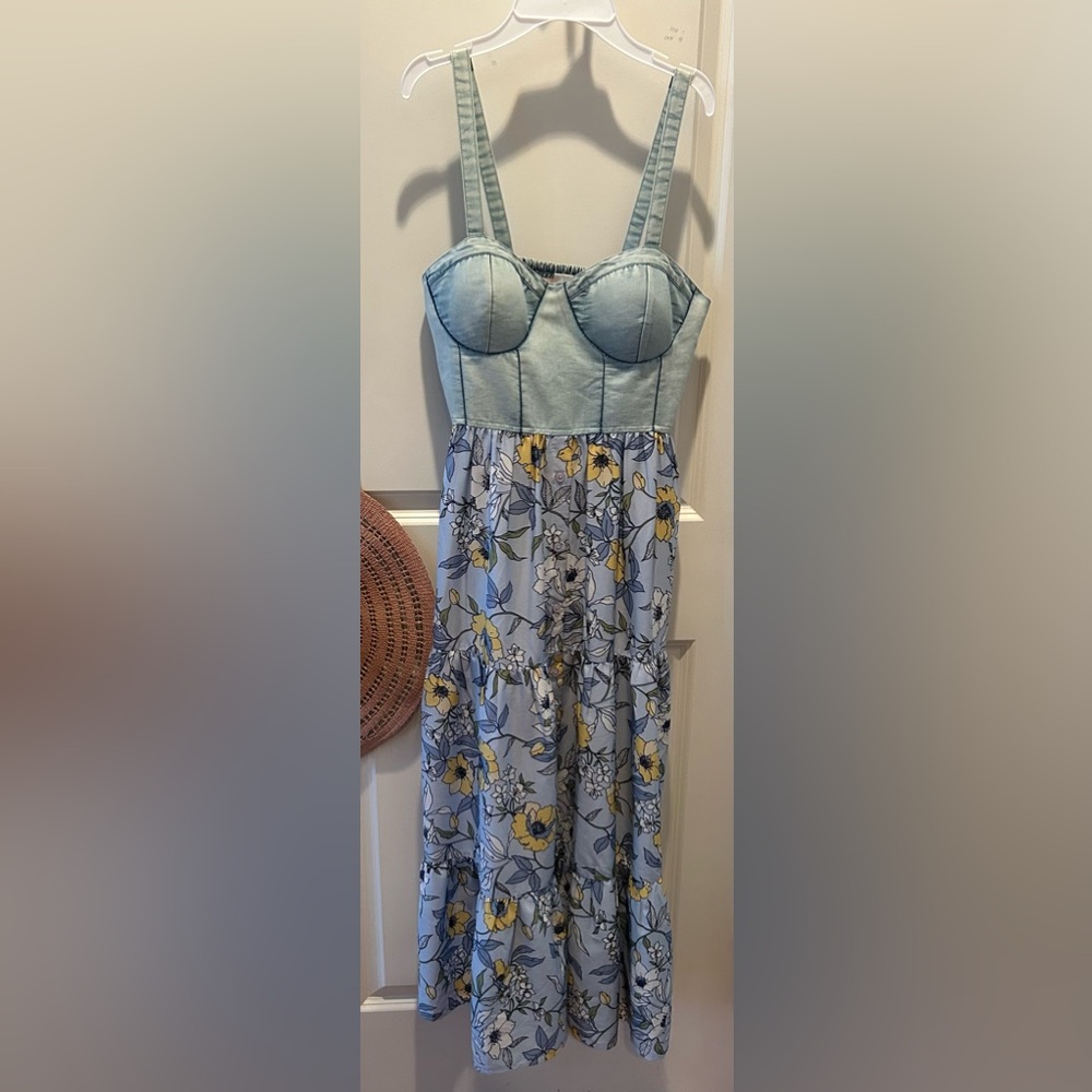 BOG COLLECTIVE Corset Floral Midi Dress M NWT - Picture 2 of 11